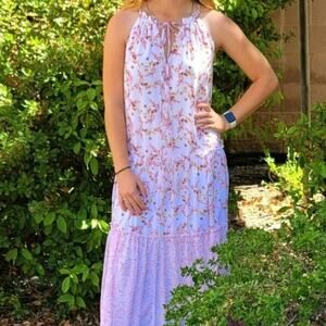 NWT ANTHROPOLOGIE Drew Dress Small Naomi Vintage Mixed Pink Floral Chiffon Maxi